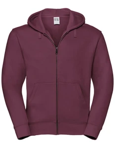 Męska bluza Authentic z kapturem zapinana na suwak | Russell burgundy - rozpinana męska 