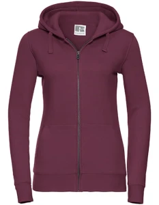 Damska bluza Authentic z kapturem zapinana na suwak | Russell burgundy - rozpinana damska